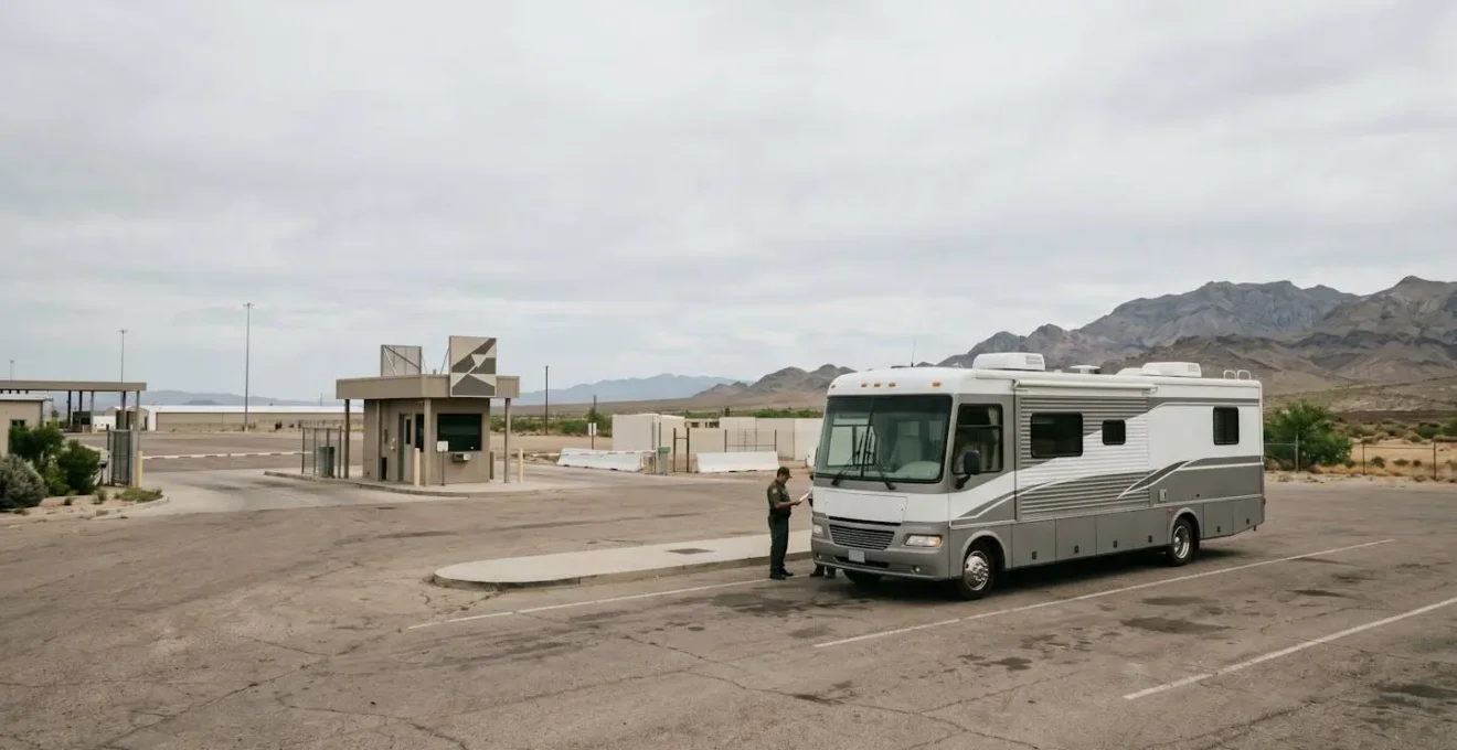 Contrôle douanier de camping-car à une frontière internationale hors espace Schengen