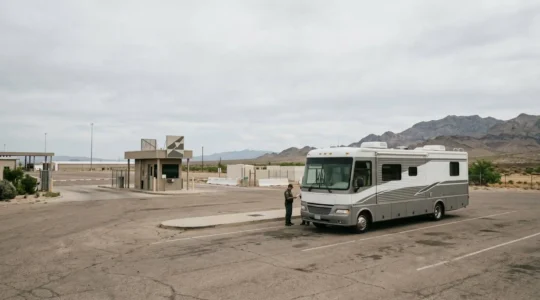 Contrôle douanier de camping-car à une frontière internationale hors espace Schengen