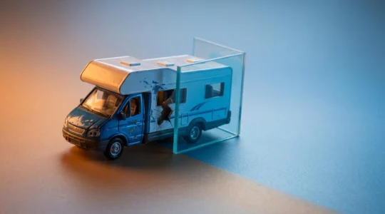 Scène illustrant les limites d'une assurance au tiers pour camping-car avec dommages non couverts